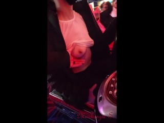 Wife Flashing Next to Strangers at Arcade