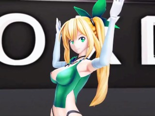 HENTAI MIRAI AKARI VIRTUAL YOUTUBER MMD UNDRESS MUSIC VIDEO DANCE 3D BLONDE GIRL DARK GREEN EYES