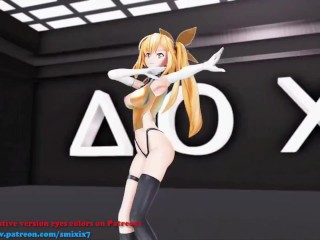 HENTAI MIRAI AKARI VIRTUAL YOUTUBER MMD UNDRESS MUSIC VIDEO DANCE 3D BLONDE GIRL DARK GREEN EYES