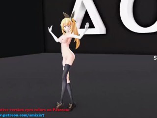 HENTAI MIRAI AKARI VIRTUAL YOUTUBER MMD UNDRESS MUSIC VIDEO DANCE 3D BLONDE GIRL DARK GREEN EYES