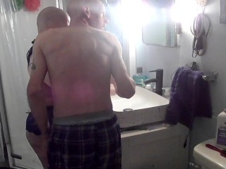 Shaving his head!