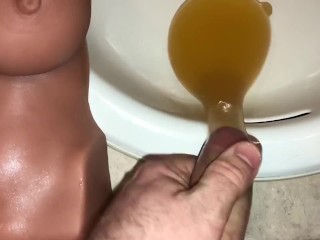 Fan Request: Piss Fucking My Sex Doll With A Condom On Inflating That Pussy