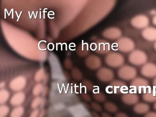 Cheating wife with a cum in pussy start riding on husband cock in sloppy seconds!