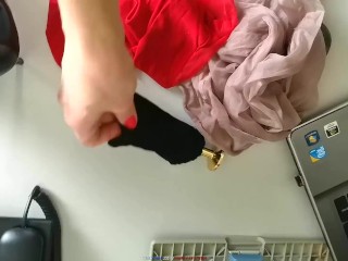 WIFE CAUGHT CHEATING HUBBY AND FOUND PANTYHOSE, STOCKINGS, HIGH HEELS AND BUTT PLUG HIS TEEN SLUT!