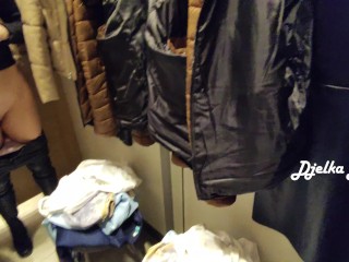 Naughtiness and Risky Sex in the Fitting Room - Public Cum in Panties of a Depraved Amateur Couple