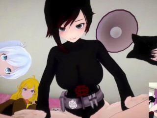 RWBY - Futa Ruby, Futa Yang, Futa Weiss, Futa Blake extreme ass fuck | Male Taker POV