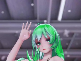 HENTAI MMD DANCE VOCALOID TATTO 3D UNDRESS LONG GREEN HAIR COLOR EDIT SMIXIX