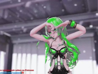 HENTAI MMD DANCE VOCALOID TATTO 3D UNDRESS LONG GREEN HAIR COLOR EDIT SMIXIX