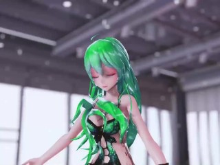 HENTAI MMD DANCE VOCALOID TATTO 3D UNDRESS LONG GREEN HAIR COLOR EDIT SMIXIX