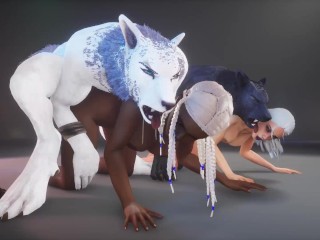 Werewolfs breed Busty girls Otgy | Big Cock monster | 3D Porn WildLife