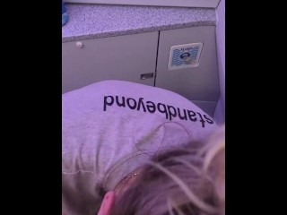 Mile high club , Big tits blonde gives great blowjob