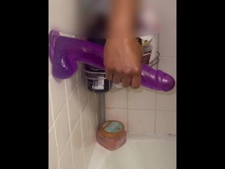 10 Inch Dildo Anal Play In The Shower 