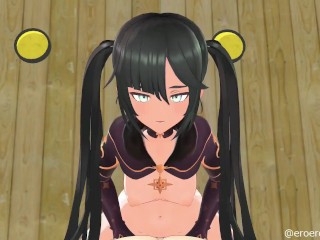 HENTAI GENSHIN IMPACT MONA COWGIRL SEX BLACK HAIR COLOR EDIT SMIXIX