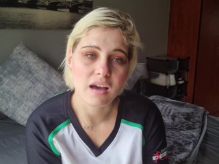 Pale bob haircut blonde humiliating and dissing the viewer with a small dick