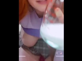 Horny Redhead Super Sloppy Spit Play and Collection for a Fan FULL UN-CROPPED VID ON ONLYFANS