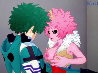 Mina Ashido and Izuku Midoriya have deep sex in the men's restroom. - My Hero Academia Hentai