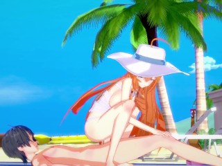 Pecorine and Yuuki have deep sex on the beach. - Princess Connect! Re:Dive Hentai