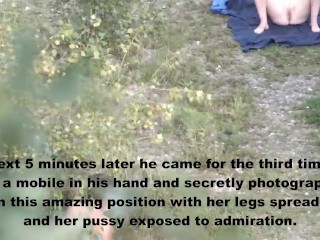 Exhibitionist wife shows naked body and pussy in public, real strangers caught