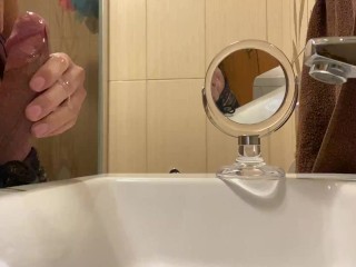 Couldn’t Resist My HORNINESS So I WANKED My HUGE COCK And CAME LOADS In The Sink