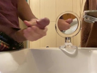 Couldn’t Resist My HORNINESS So I WANKED My HUGE COCK And CAME LOADS In The Sink