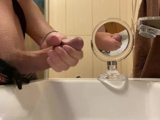 Couldn’t Resist My HORNINESS So I WANKED My HUGE COCK And CAME LOADS In The Sink