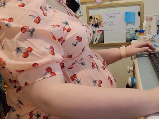 BBW HUGE BELLYNINFLATION AT WORK