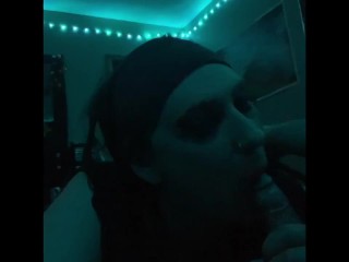 Trans Goth Girl with Dreadlocks gives blowjob POV 