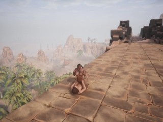 Video Game sex Conan Sexiles Repaired a huge bridge between the worlds and had sex on it