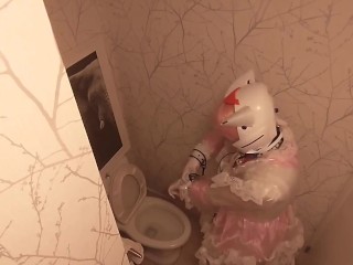 Chibi Moon Clear PVC Maid Locked Eva Helmet Kigurumi Cleans the Bathroom (Fixed)