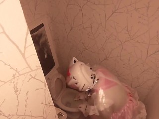 Chibi Moon Clear PVC Maid Locked Eva Helmet Kigurumi Cleans the Bathroom (Fixed)