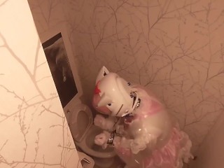 Chibi Moon Clear PVC Maid Locked Eva Helmet Kigurumi Cleans the Bathroom (Fixed)