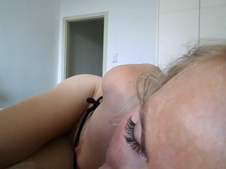 Pretty blue eyed tiep up blond sucks me off and moans