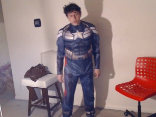 Handsome Captain America Cosplay Sinner Jerksoff!