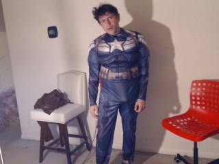 Handsome Captain America Cosplay Sinner Jerksoff!