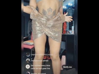 INSTAGRAM SLUT EXPOSES PUSSY AND BOOBS DURING DRESS TRY ON HAUL LIVE (Portrait for phone)