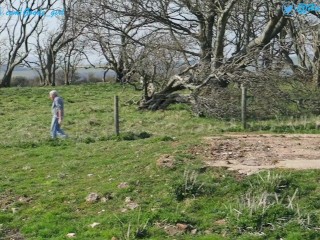 Spying On The Farmers Daughter as she fingers herself in a public field (Voyeur) - Hannah Goode