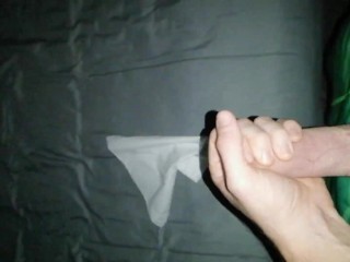 Huge Loads On Small Napkin - I miss the target and cum on my bed because it's so strong