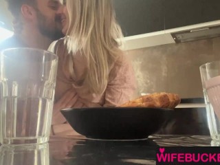 Wife Porn by WifeBucket - Having breakfast with my five made us horny and we fucked in the kitchen