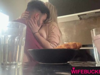 Wife Porn by WifeBucket - Having breakfast with my five made us horny and we fucked in the kitchen