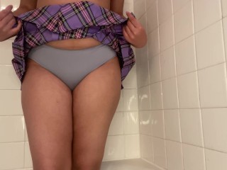 Pissing my panties in my schoolgirl skirt (preview)