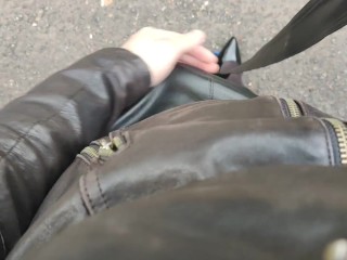 女装 レザー ジャケット スカート オナニー 調教 パンプス 黒パンスト 日本人