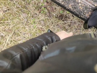 女装 レザー ジャケット スカート オナニー 調教 パンプス 黒パンスト 日本人