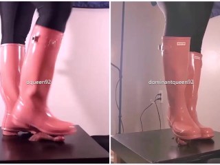 Amateur Breaking in BRAND NEW Pink Hunter Boots Bootjob