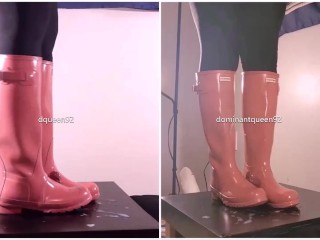 Amateur Breaking in BRAND NEW Pink Hunter Boots Bootjob