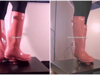 Amateur Breaking in BRAND NEW Pink Hunter Boots Bootjob