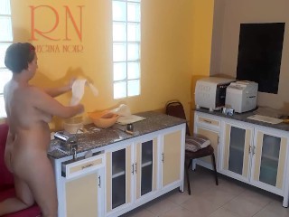 Naked Cooking. Regina Noir, a nudist housekeeper, Nakedbakers. Nude maid. Naked housewife. cam3