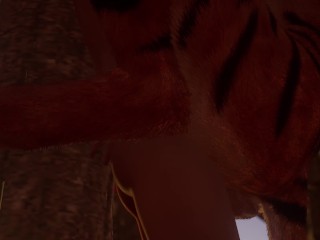 Female Tiger Orgasm / Squeezes His Dick (Cum Inside) | Wild Life Furry