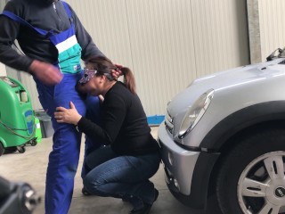 I take the car to the mechanic but pay him with a perfect blowjob...public blowjob with deep throat