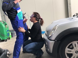 I take the car to the mechanic but pay him with a perfect blowjob...public blowjob with deep throat