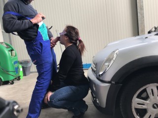 I take the car to the mechanic but pay him with a perfect blowjob...public blowjob with deep throat